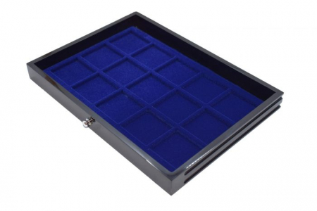 Sertar lemn inaltime 25 mm, Black Lacquer, 15 monede in capsule patrate monede in cartonase 55 x 55 mm-5905-2 [1]