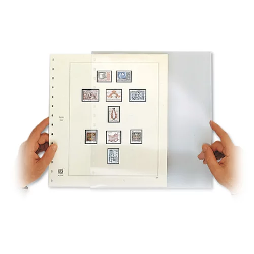 Folie & Husa de protectie Favorit - Set 10 huse de protectie pentru foi de carton de timbre, Favorit 756PA, material gros si transparent cristal