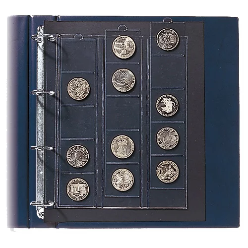 Folii Monede Compact A4 - Set 2 folii pentru monede, Compact A4, pentru 30 monede de pana la 44 mm