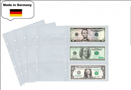 Set of 5 foils for banknotes, Premium, with 3 pockets of 80 x 180 mm-7399PA
