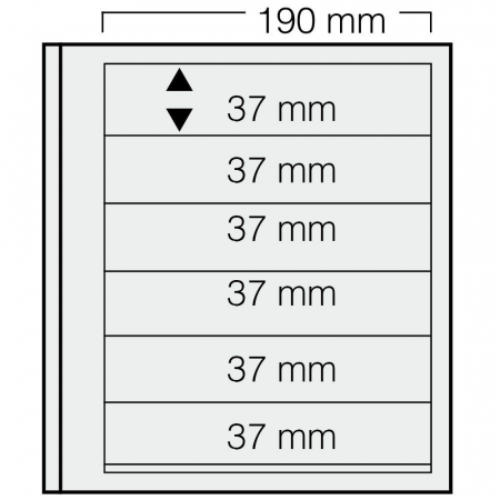 D-Blank Pages - Set of 5 stamp sheets, D-Blank 616, with 6 pockets of 37 x 190 mm