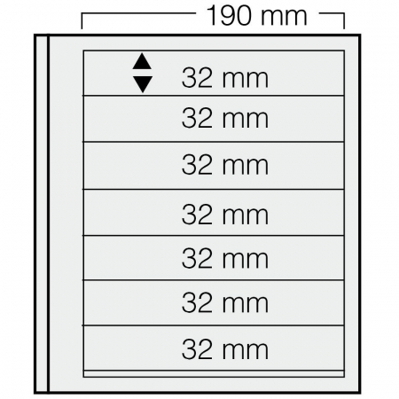 D-Blank Pages - Set of 5 stamp sheets, D-Blank 617, with 7 pockets of 32 x 190 mm