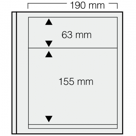 D-Blank Pages - Set of 5 stamp pages, D-Blank 619, with 2 pockets 63 x 190 mm and 155 x 190 mm