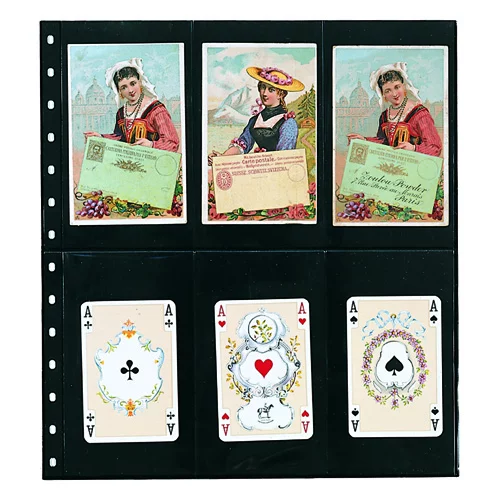 Favorite Album Postcard Pages - Set of 5 black pages, Favorit Special, with 12 vertical pockets 145 x 82 mm