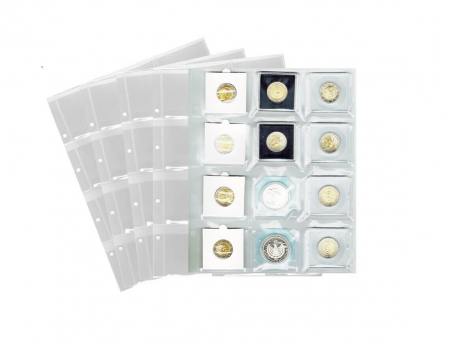 Folii Premium - 5 folii pentru 60 monede, Premium, cu 60 buzunare de 52 x 52 mm-7400PA
