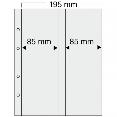 Folii Premium - Set 5 folii pentru monede, Premium, cu 2 buzunare verticale de 255 x 85 mm-7398PA