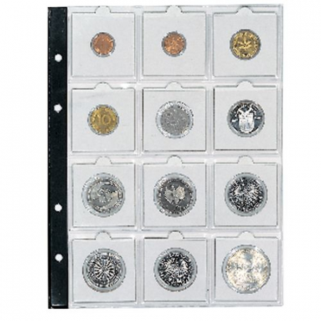 Folii Compact Standard - Set 5 folii pentru 60 monede in cartonase, Compact, 60 buzunare de 52 x 52 mm-7855PA