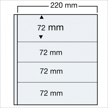 Folii bancnote Maxi A4 - Set 15 folii pentru bancnote, 4 buzunare de 220 x 72 mm-5476PA