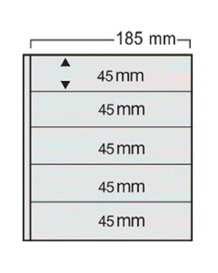 Folii pentru sistemul Variant - 5 folii negre, Variant, cu 5 buzunare fata verso de 45 x 185 mm-875pa