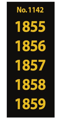 Accesorii pentru albume - Sticker autoadeziv negru cu cifre aurii, SAFE Signetten, anii 1855-1859