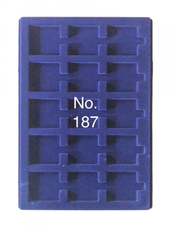 Tavi mari pentru monede - Tava pentru monede, 327 x 227 mm, in catifea albastra, 15 locasuri de 50 x 50 mm-187