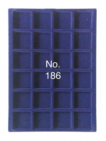 Tavi mari pentru monede - Tava pentru monede, 327 x 227 mm, in catifea albastra, 24 locasuri de 46 mm-186