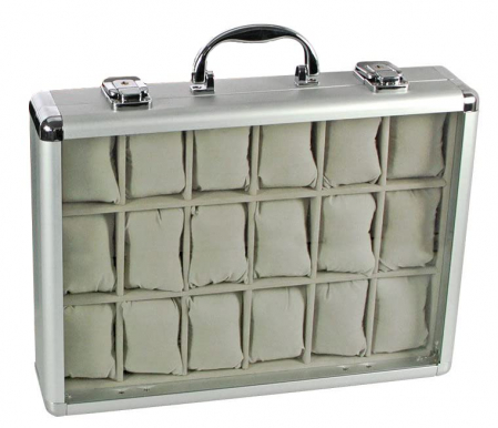 Ceasuri - Valiza aluminiu pentru 18 ceasuri interior de catifea Gri - Extra-266-2