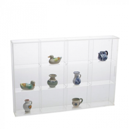 Minerale/Fosile/Roci - Vitrina acrilica cu 12 compartimente de 70 x 63 x 42 mm-5256