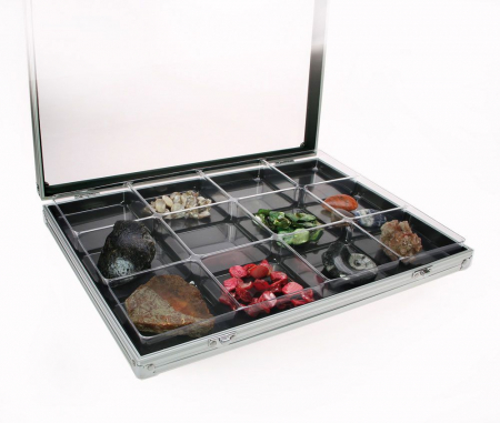 Vitrina din Aluminiu - Vitrina aluminiu-BIG, 12 locasuri 87 x 90 x 65 mm, pentru figurine, roci, fosile, minerale, miniaturi, lego-5375