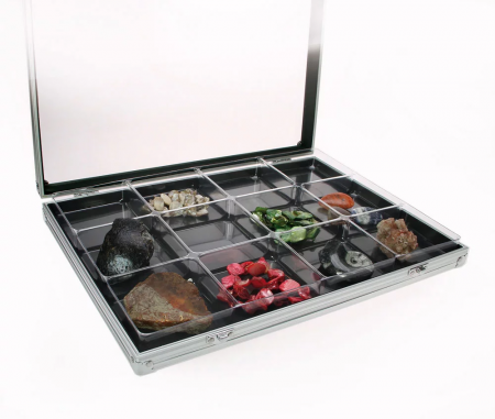 Vitrina aluminiu, 12 locasuri 87 x 90 mm, pentru figurine, roci, fosile, minerale, miniaturi, lego-5875 [3]