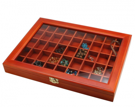 Minerale/Fosile/Roci - Vitrina din lemn pentru expunere „Woody