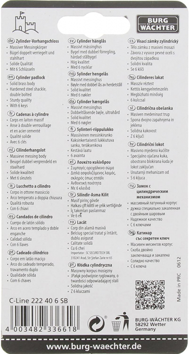 Lacat alama C-Line 222 C 40 6 SB inchidere cheie [6]