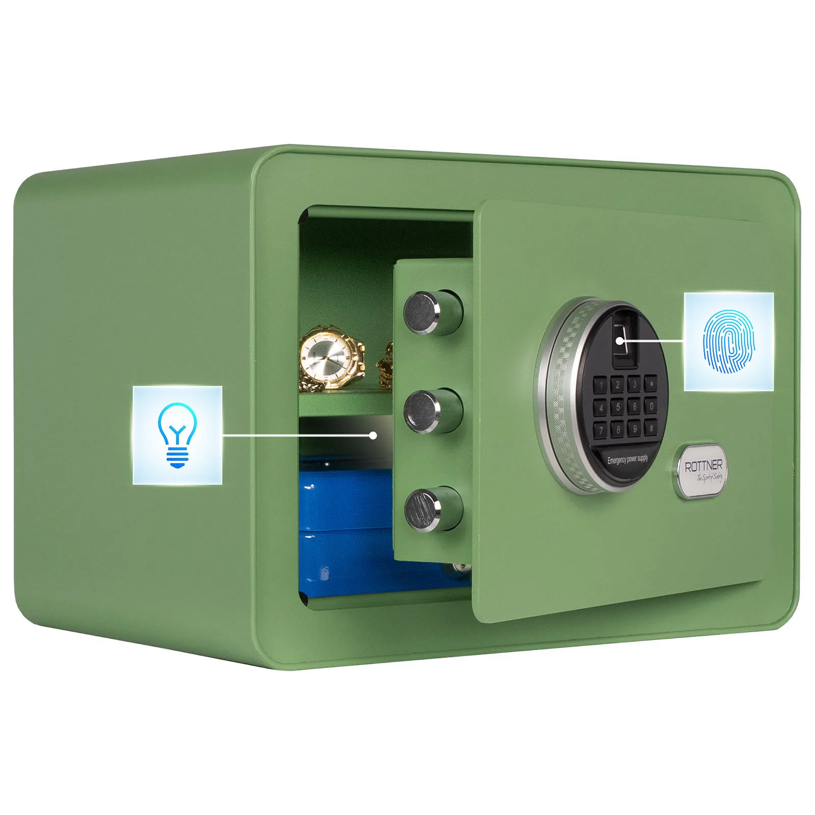 Seif mobila Vintage verde inchidere biometrica [2]