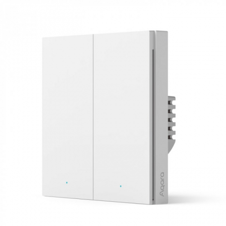 Smart Home - Intrerupator incastrat H1 dublu, fara nul, Zigbee 3.0, EU Aqara Alb