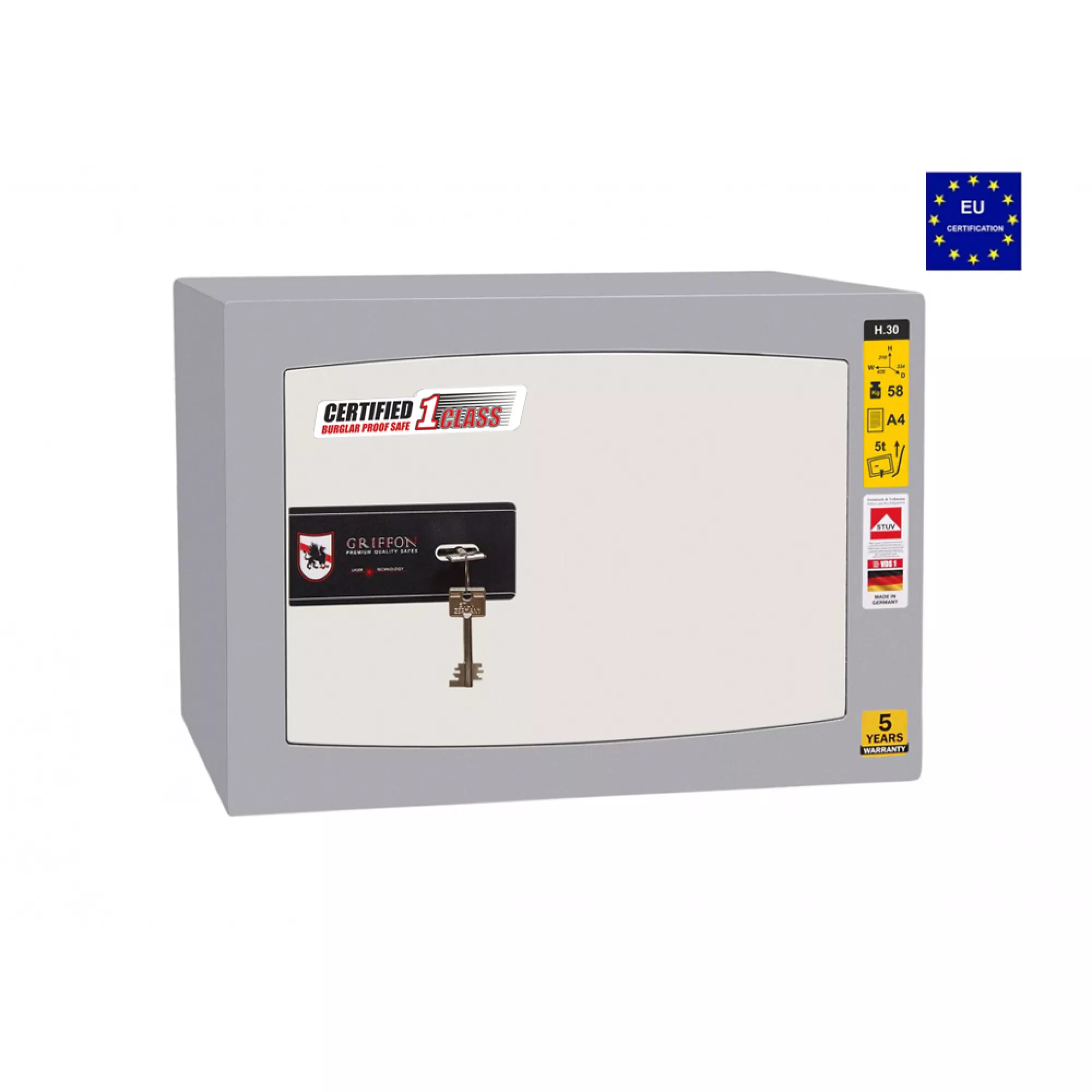 Seifuri si casete pistol - Seif certificat antiefractie pentru pistoale H30 K T inchidere cheie