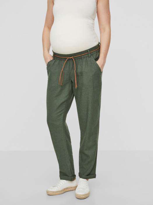 Pantaloni pentru gravide Mamalicious Beach din in - verde [2]