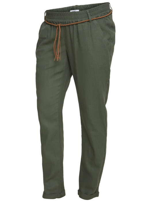 Pantaloni pentru gravide Mamalicious Beach din in - verde [5]