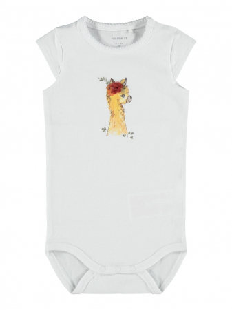 Haine bebelusi - body-bebe-bumbac-organic-fete-name-it-jeanet-white