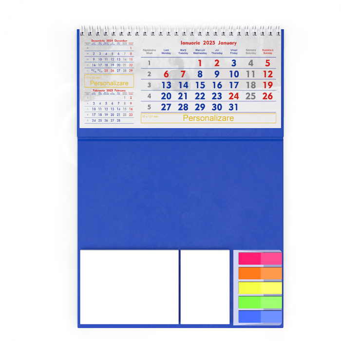 Calendar de birou personalizat, notite, Triptic [3]