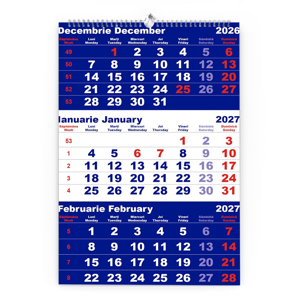Calendar de perete TRIPTIC CLASIC 1 Albastru, CD [2]