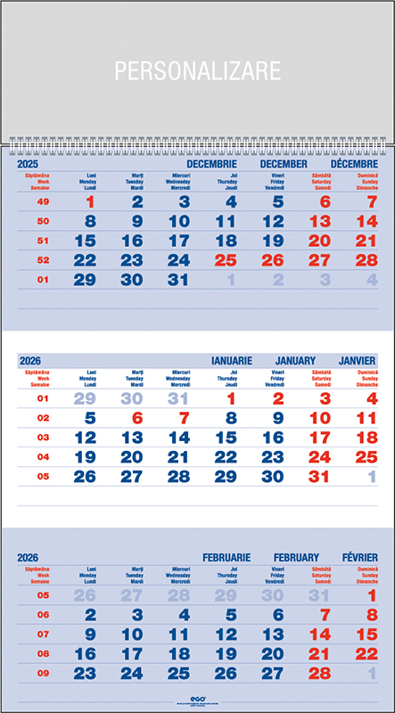 Calendar de perete Triptic clasic, CA [1]