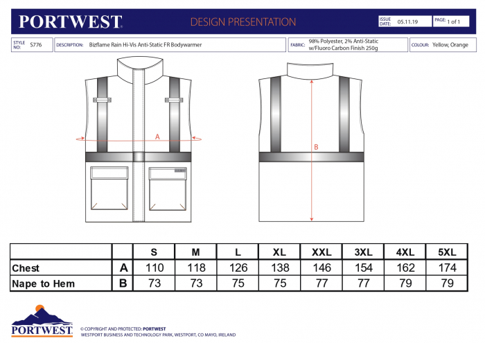 Vesta Bizflame Rain HiVis Antistatica Ignifuga - S776- Portwest [3]