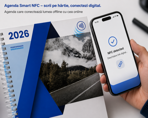 Agende nedatate - Agenda A5 Smart NFC – 100% Personalizată, cu Spiră și Tehnologie NFC Integrată