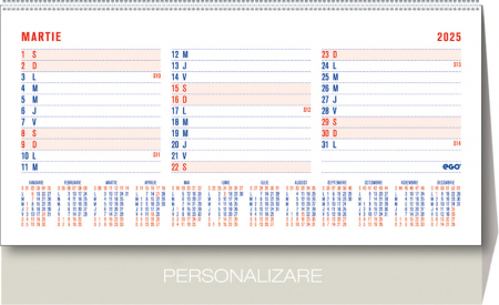 Calendare personalizate - Calendar de birou Triptic - 12 file, CA