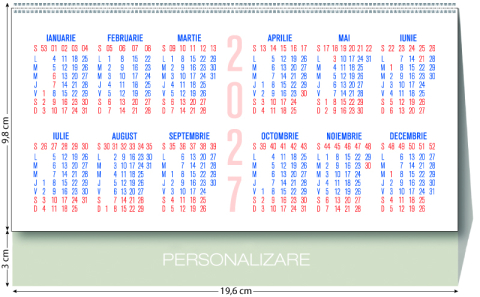 Calendare personalizate - Calendar de birou Triptic - 12 file, CA