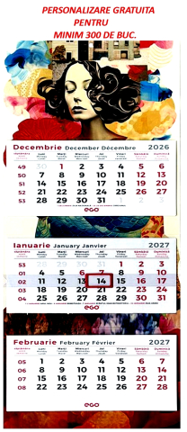 Calendare triptice - Calendar de perete Triptic 3M, CA