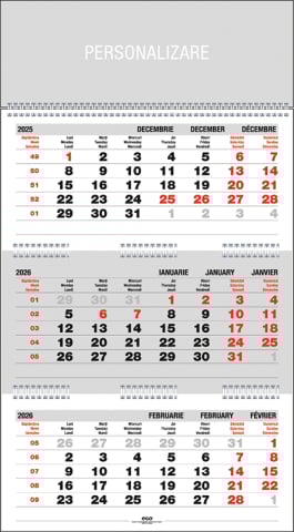 Calendare triptice - Calendar de perete Triptic Pliat, CA