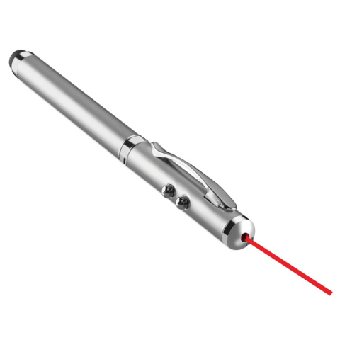 Instrumente de scris personalizate - Pix laser pointer multifuncțional din metal argintiu, Triolux