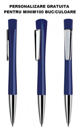 Pixuri personalizate - Pix plastic cu mecanism Optimus cu clip metalic