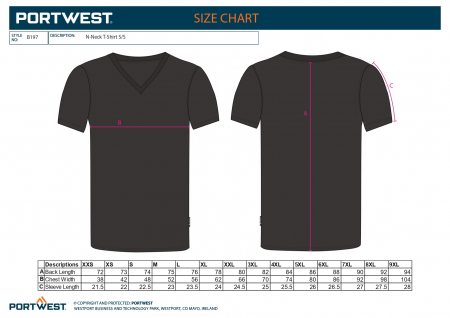 Tricou din bumbac cu guler în V - B197 - Portwest [3]
