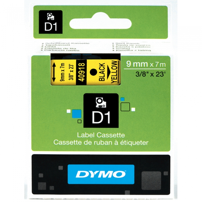 Label maker tape Dymo LabelManager D1 9mm x 7m, Black/Yellow S0720730-big