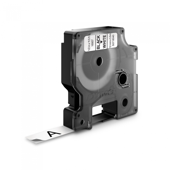 Etichete industriale flexibile 12mm x 3.5m,Dymo LabelManager, negru/alb, S0718040, 18488-big