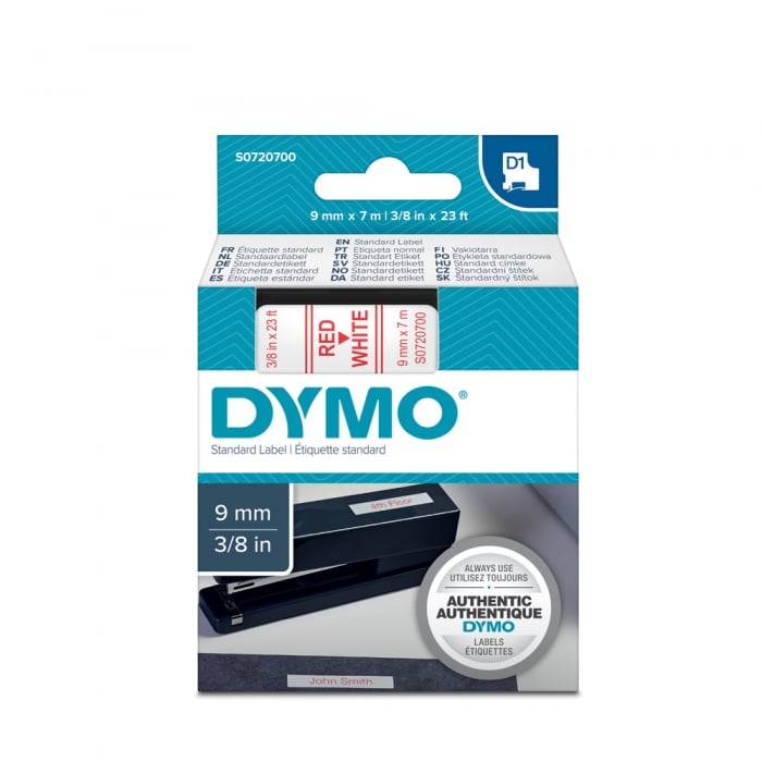 Label maker tape Dymo LabelManager D1 9mm x 7m, Red/White S0720700-big
