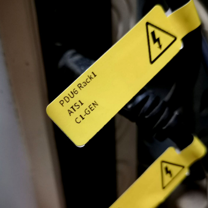 Etichete mari stegulet F pentru cabluri 48 x 50mm + 52mm galben, polipropilena, pentru imprimanta M110/M200, 80 buc/rola-big