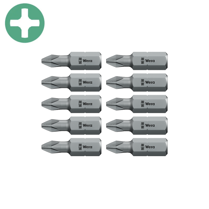 Wera 851/1 Z PH3 screwdriver bit Set 10 pieces 25 mm compatible with 1/4" holder, 05072074001 [1]