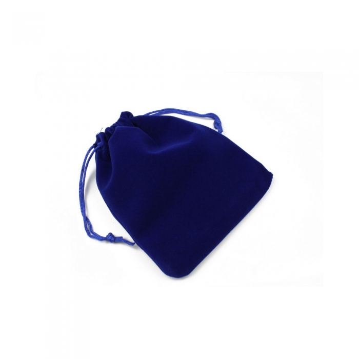 Saculet textil pentru cadouri din catifea cu snur, albastru, 12 x 14 cm-big