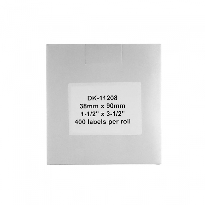 Etichete termice autocolante adresa mare, compatibile, Brother DK-11208, hartie alba, permanente, 38mmx90mm, 400 etichete/rola, suport din plastic inclus DK11208-C-big
