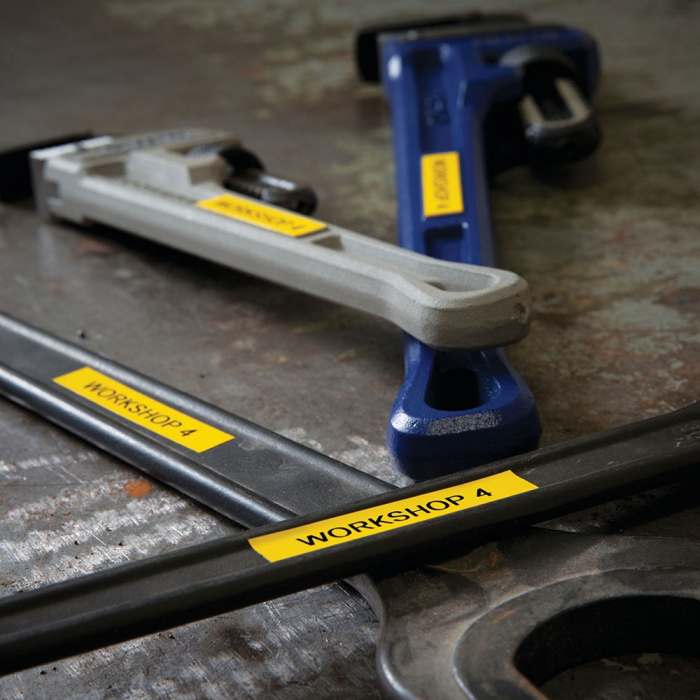 Strong adhesive labels compatible Brother TZe-S651 24mm x 8m black/yellow gray box [2]