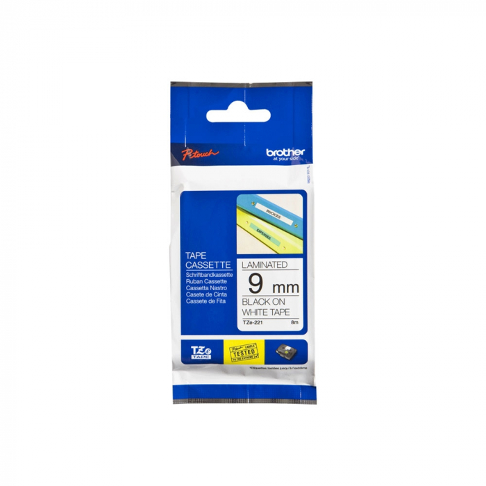Brother TZE221 etichete originale laminate 9mm x 8m, negru pe alb, P-Touch TZe-221 [6]