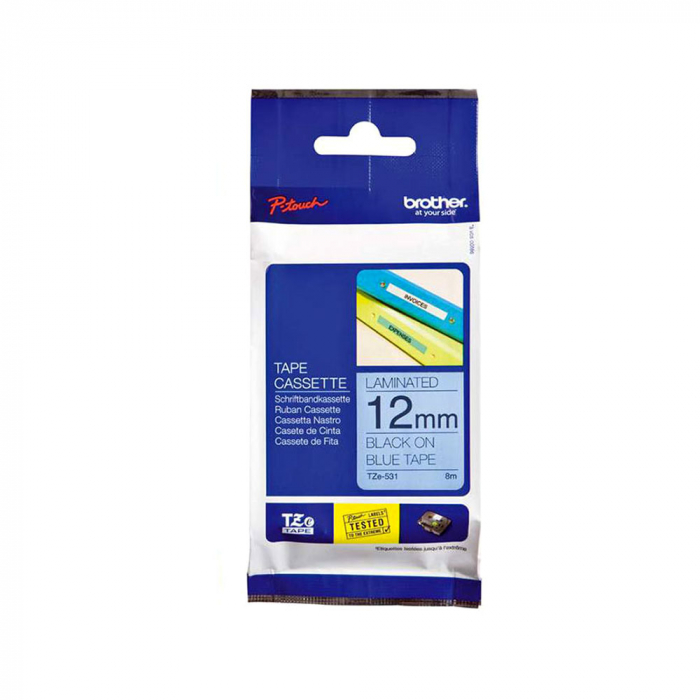 Brother Genuine PTouch TZE531 laminated 12mm x 8m, black on blue TZe-531 [9]